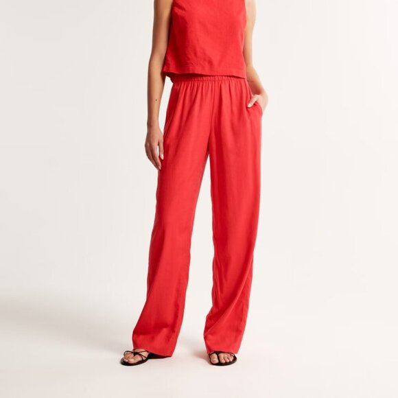 Abercrombie & Fitch Pants - Abercrombie & Fitch Linen Blend Pull-On Pants, Coral, Size M